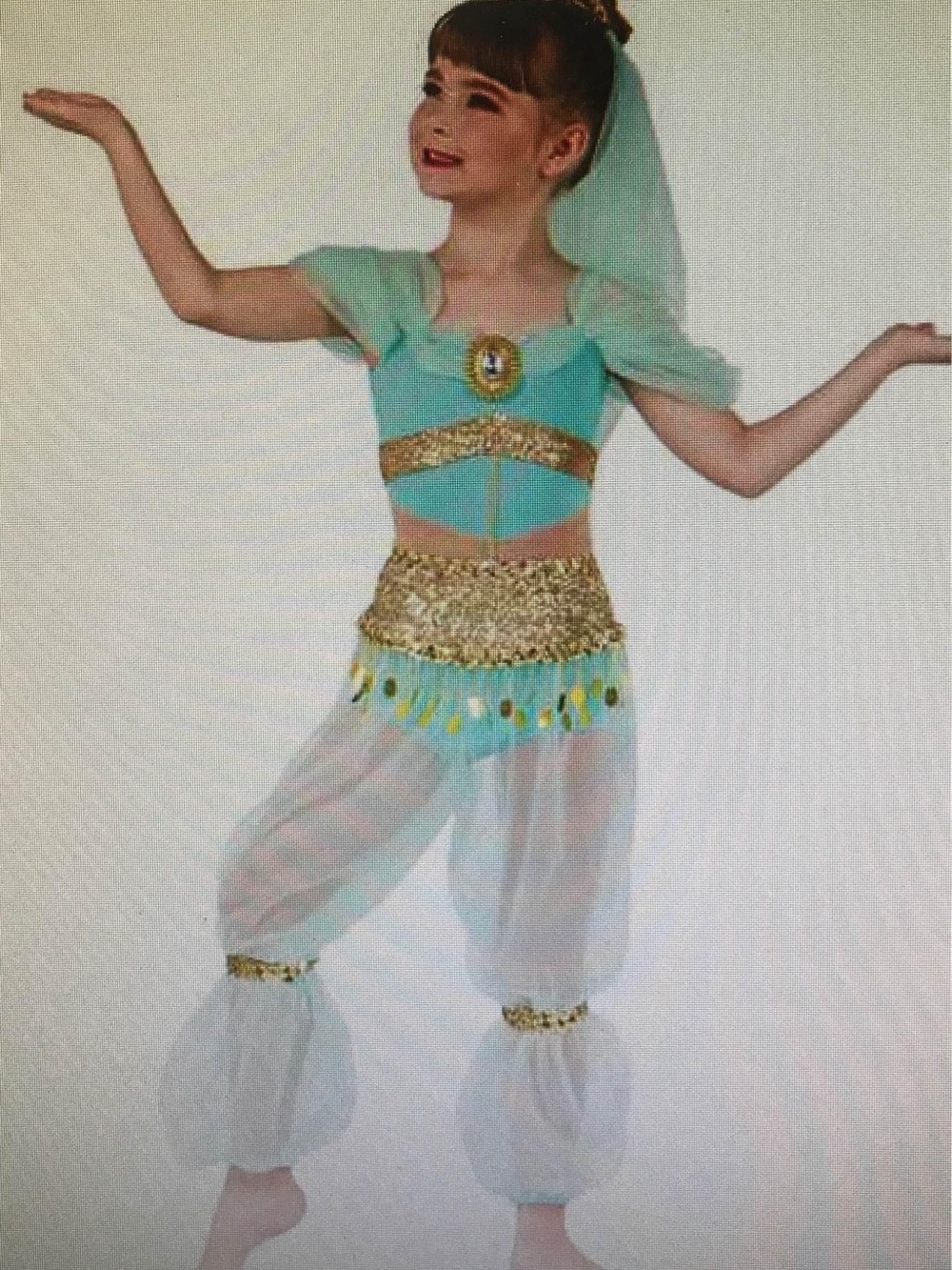 Girls Aqua and Gold Genie Dance Costume